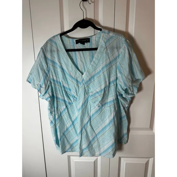 Women's Venezia Blue Striped Blouse Plus Size 26 - Picture 1 of 4